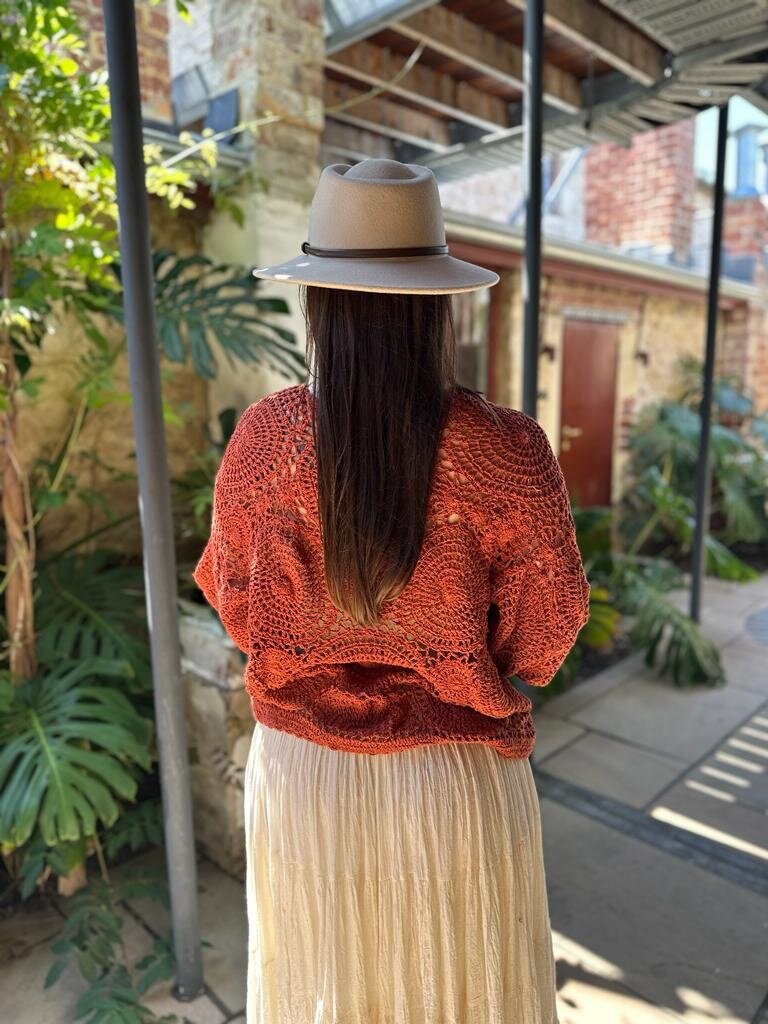 Naked Gypsy KAI CARDIGAN CROCHET RUST