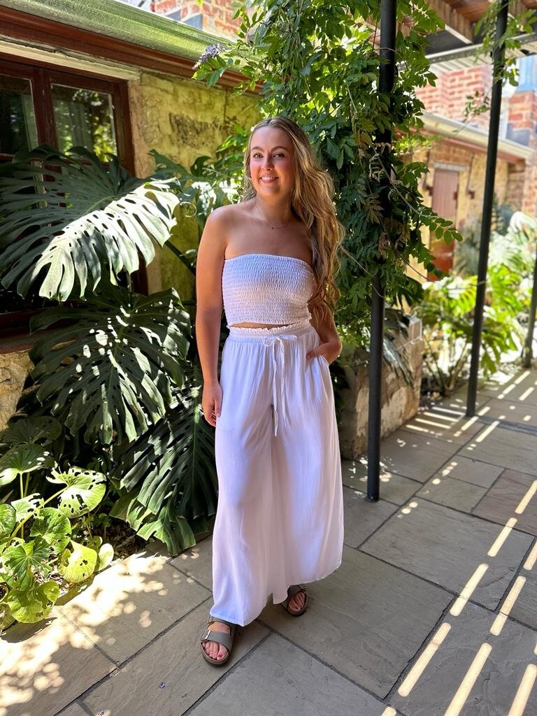 Naked Gypsy TIA WIDE LEG WHITE PANTS