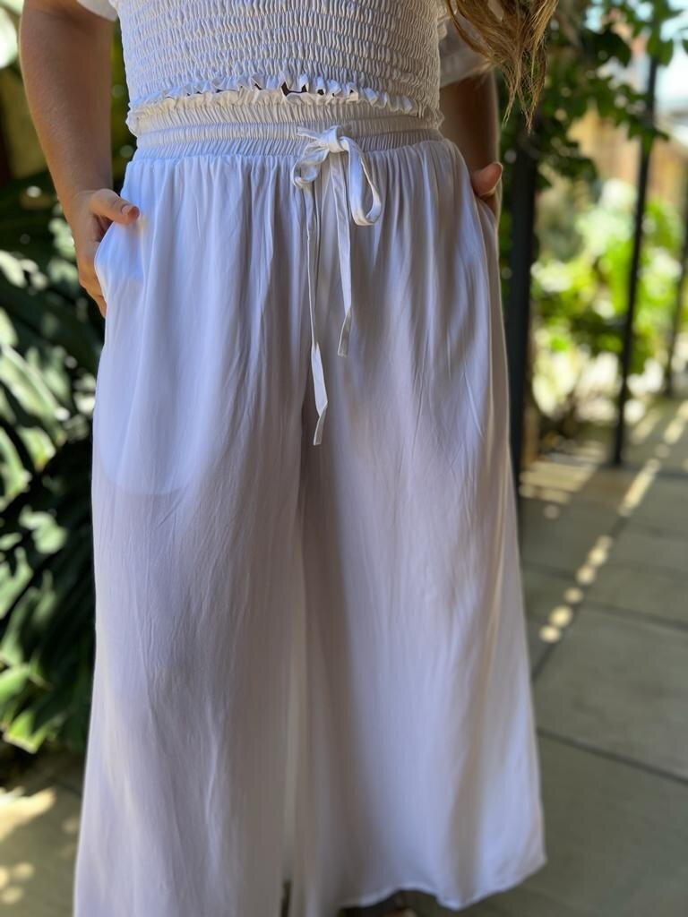 Naked Gypsy TIA WIDE LEG WHITE PANTS