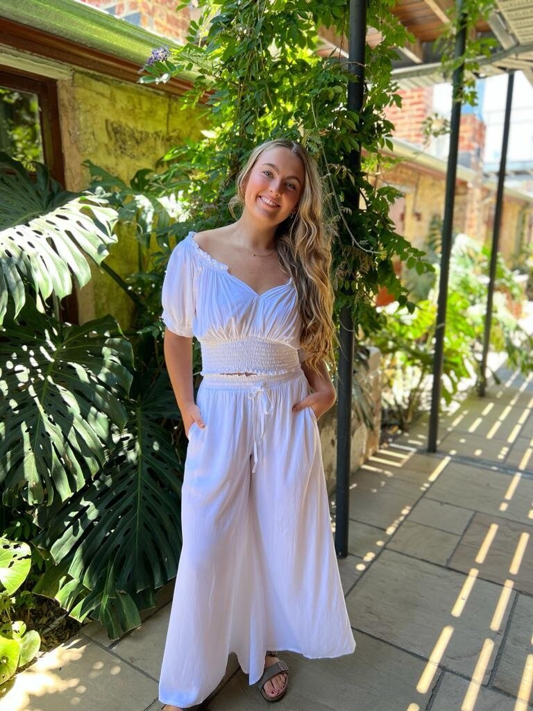 Naked Gypsy TIA WIDE LEG WHITE PANTS