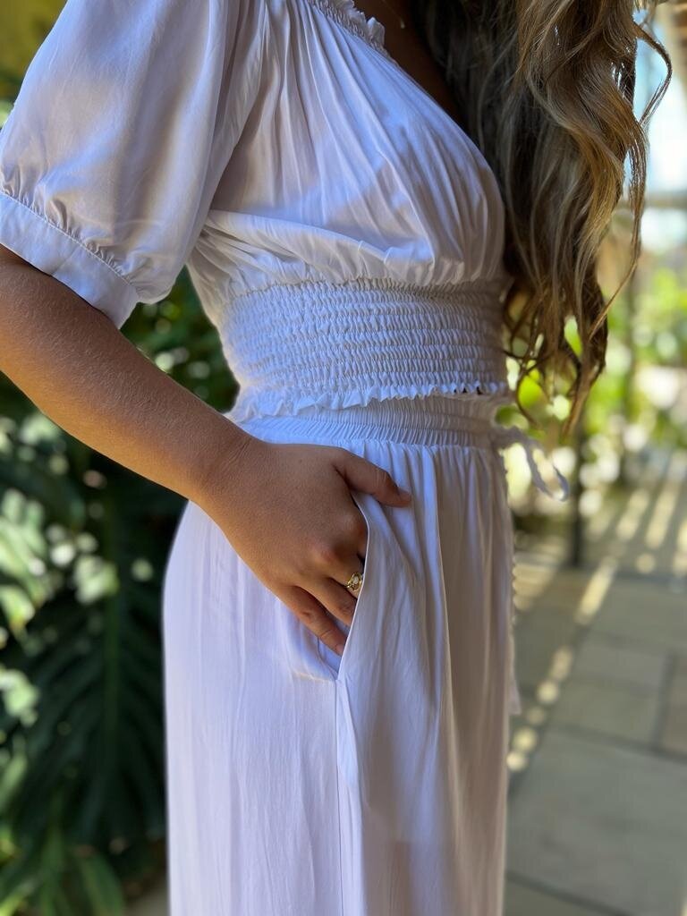 Naked Gypsy TIA WIDE LEG WHITE PANTS