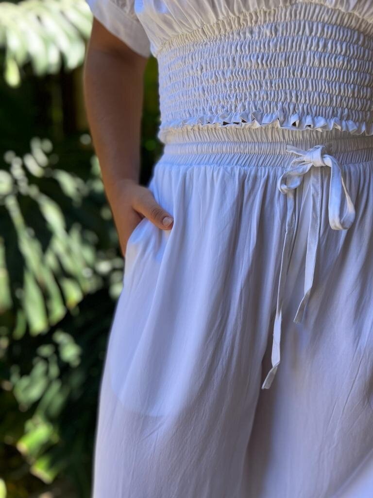 Naked Gypsy TIA WIDE LEG WHITE PANTS