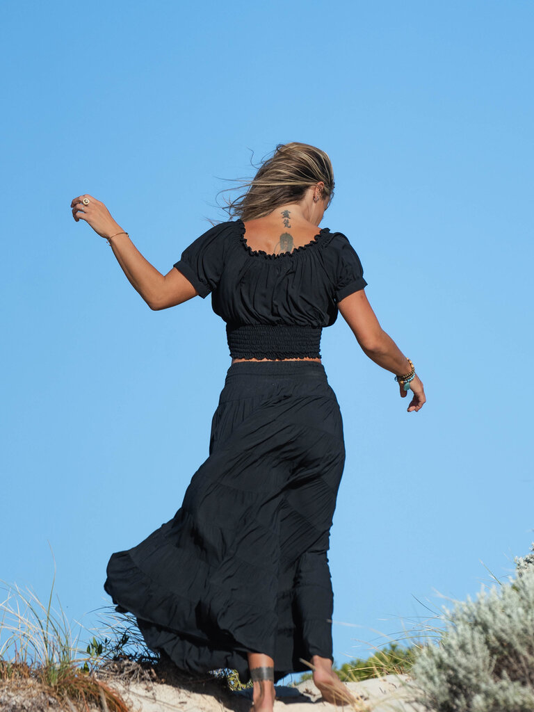 Honey & Stone Co PENNY BLACK MAXI SKIRT