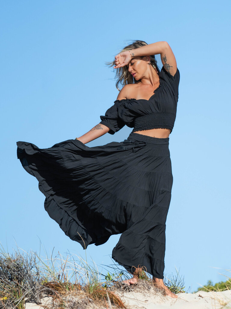 Honey & Stone Co PENNY BLACK MAXI SKIRT