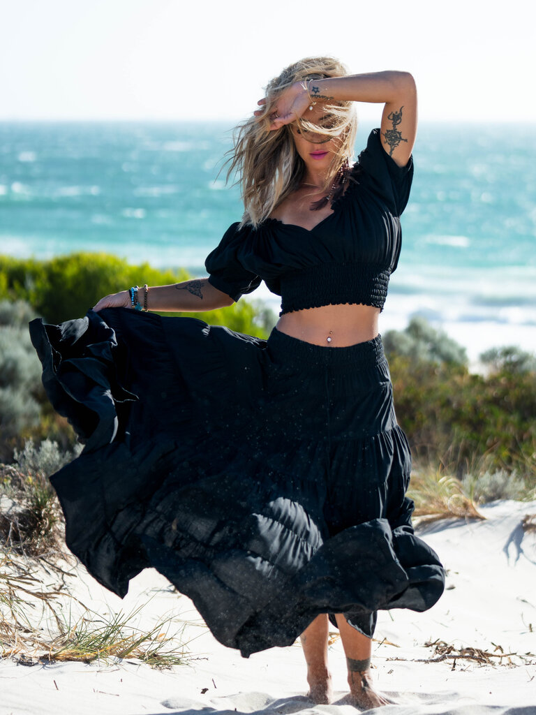 Honey & Stone Co PENNY BLACK MAXI SKIRT