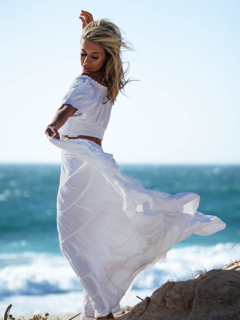 Honey & Stone Co PENNY WHITE MAXI SKIRT