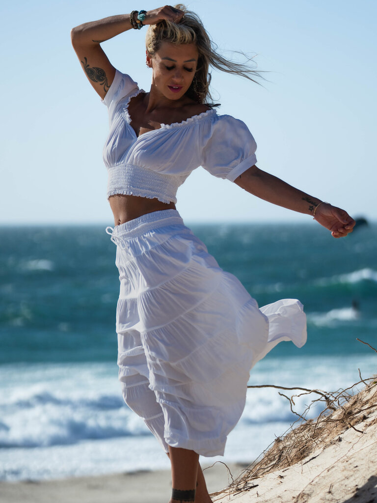 Honey & Stone Co PENNY WHITE MAXI SKIRT