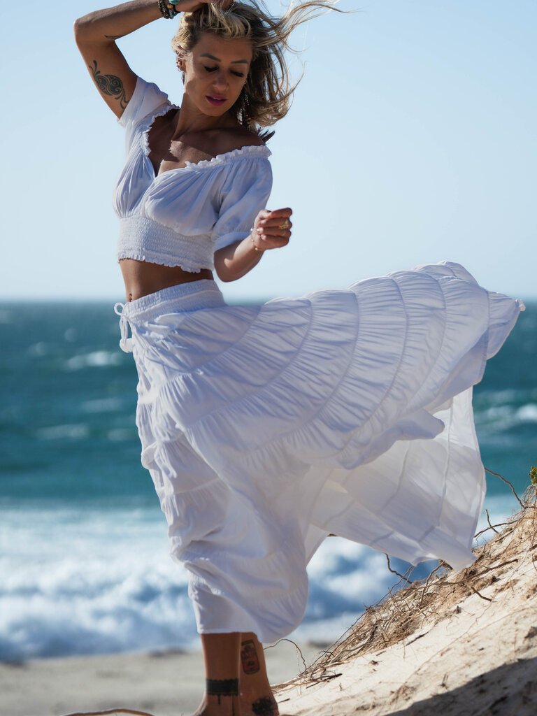 Honey & Stone Co PENNY WHITE MAXI SKIRT