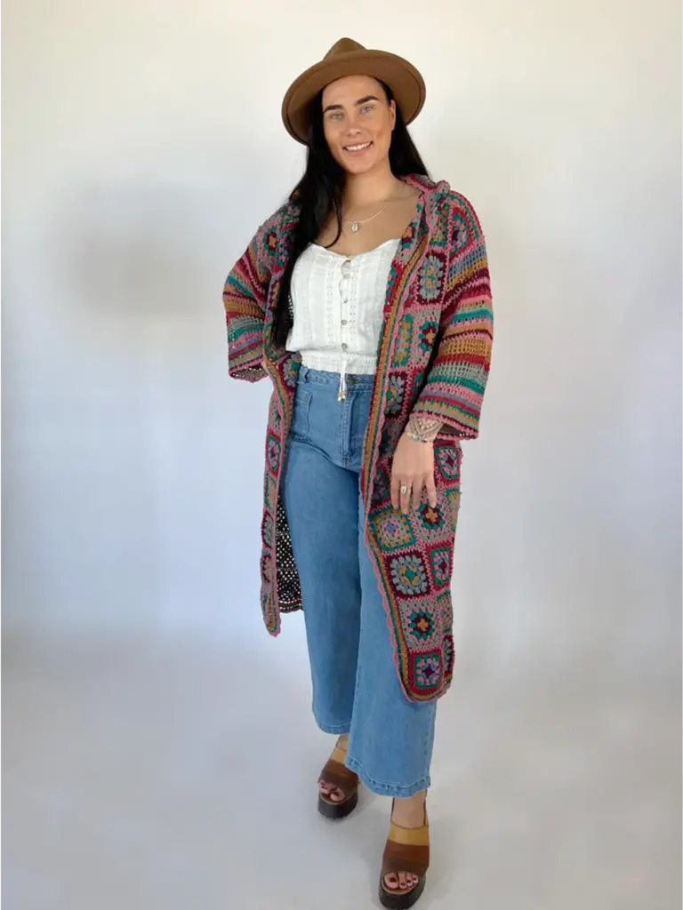 Naked Gypsy DESERT DREAMER WINE CROCHET CARDIGAN