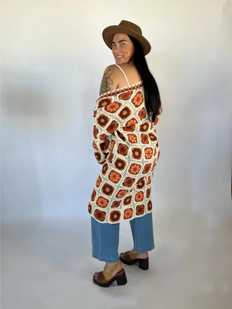 Naked Gypsy RETRO CHICK RUST CROCHET CARDIGAN