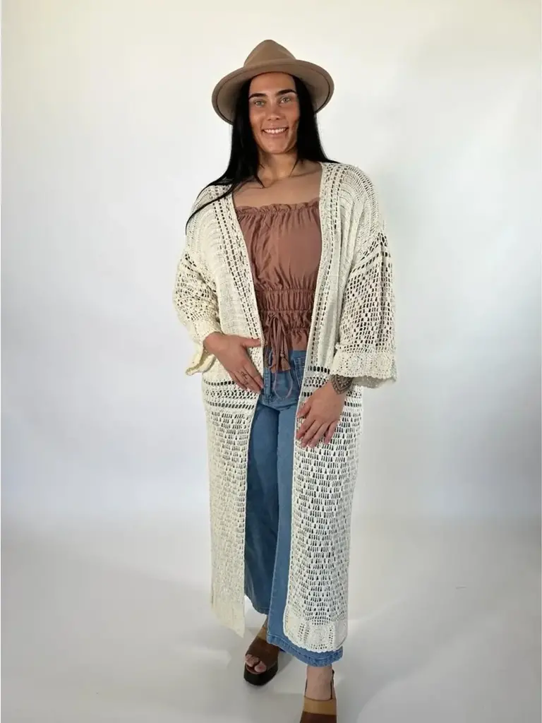Naked Gypsy ARIA CROCHET VINTAGE CREAM CARDIGAN