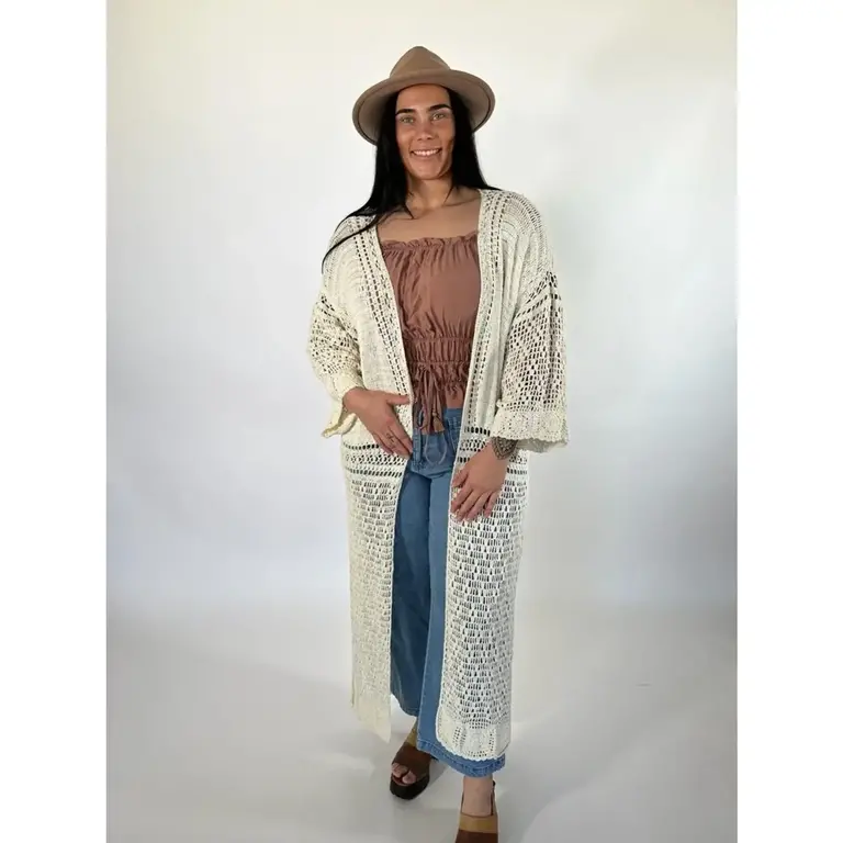 ARIA CROCHET VINTAGE CREAM CARDIGAN