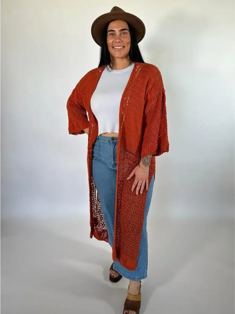 Naked Gypsy ARIA CROCHET RUST CARDIGAN