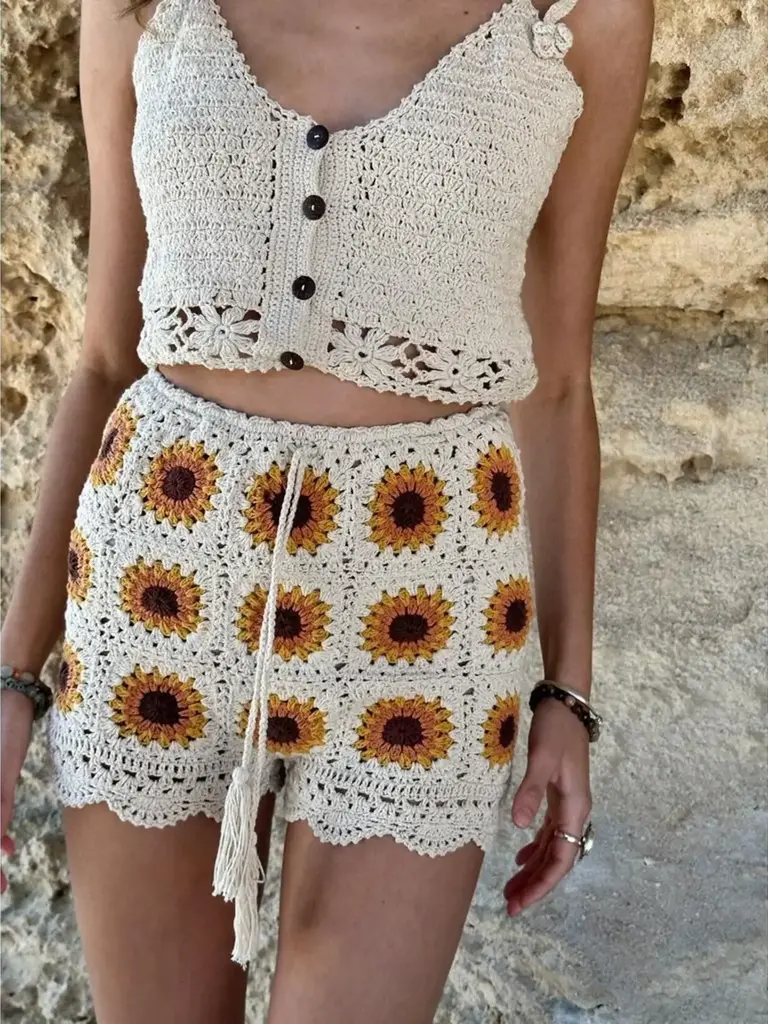 Naked Gypsy BODHI CROCHET SUNFLOWER SHORTS