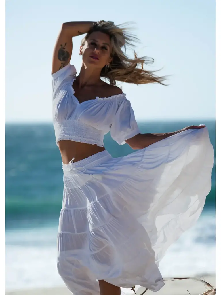Honey & Stone Co PENNY WHITE MAXI SKIRT