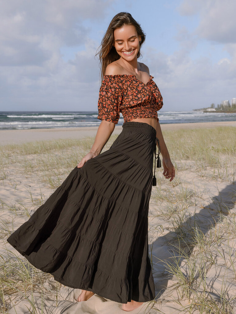 Honey & Stone Co PENNY BLACK MAXI SKIRT