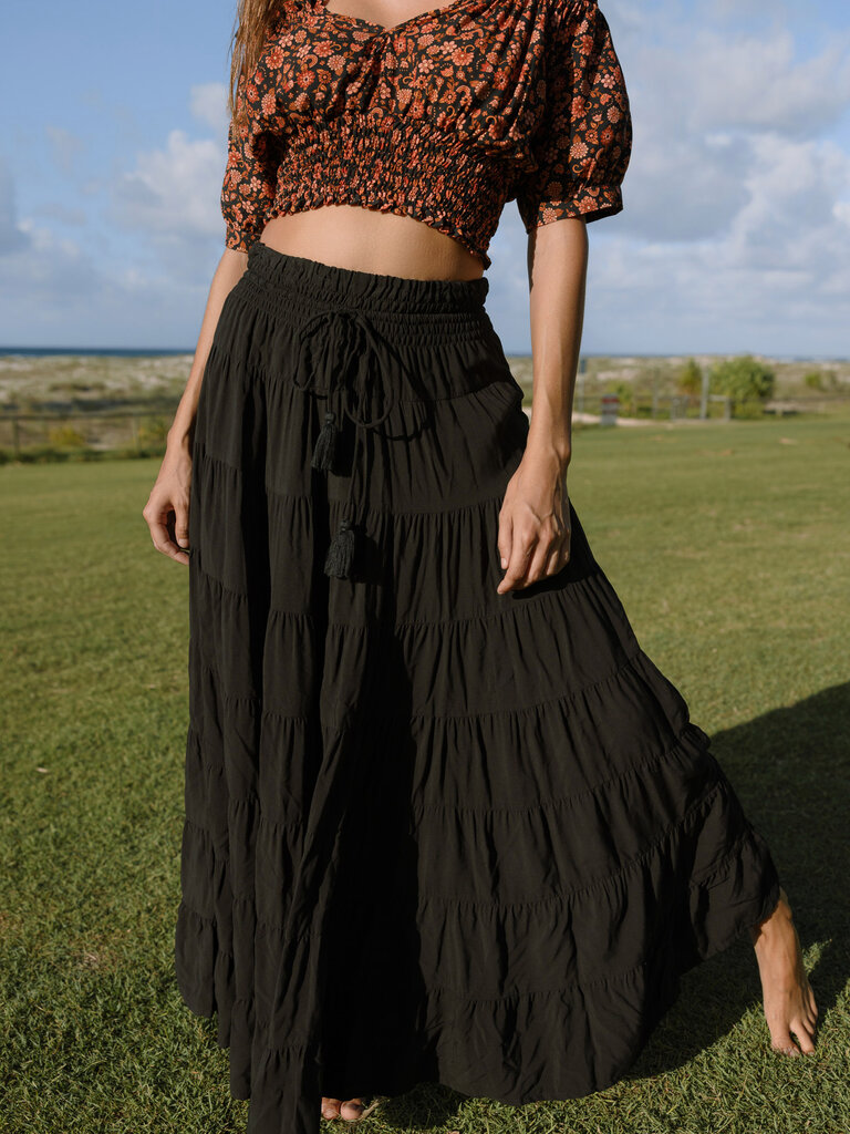Honey & Stone Co PENNY BLACK MAXI SKIRT