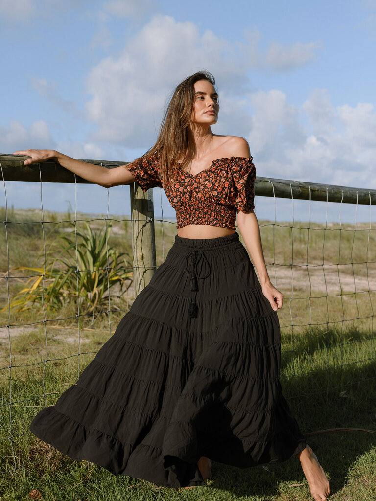 Honey & Stone Co PENNY BLACK MAXI SKIRT