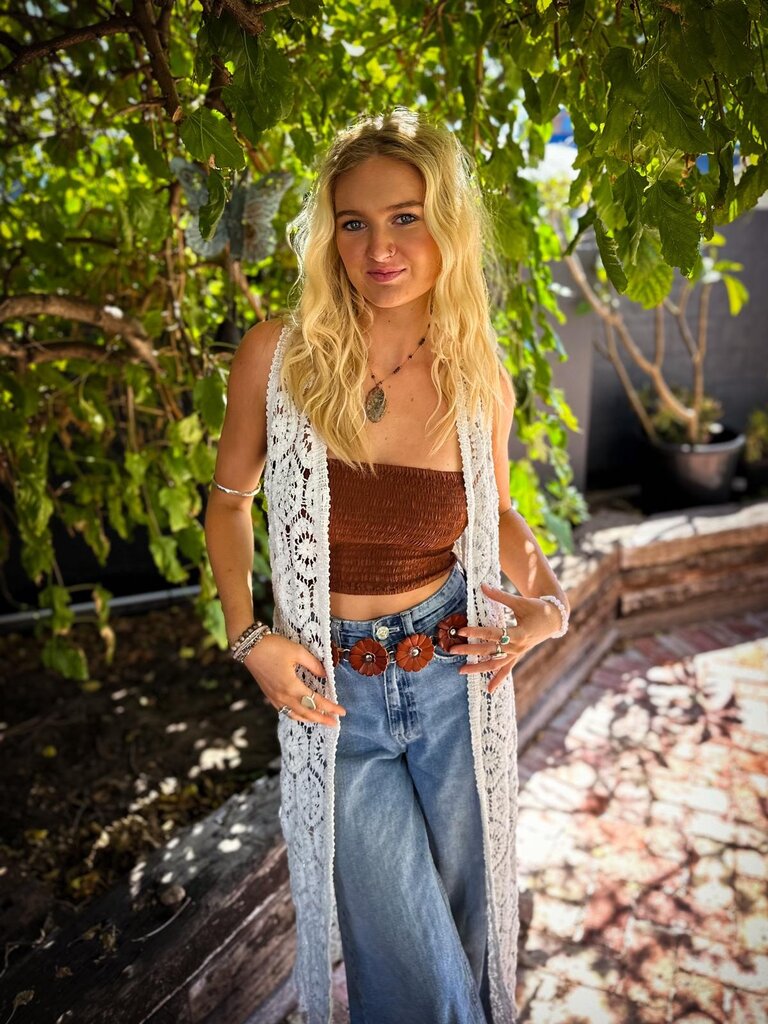 Naked Gypsy BOBBI CROCHET KIMONO WHITE