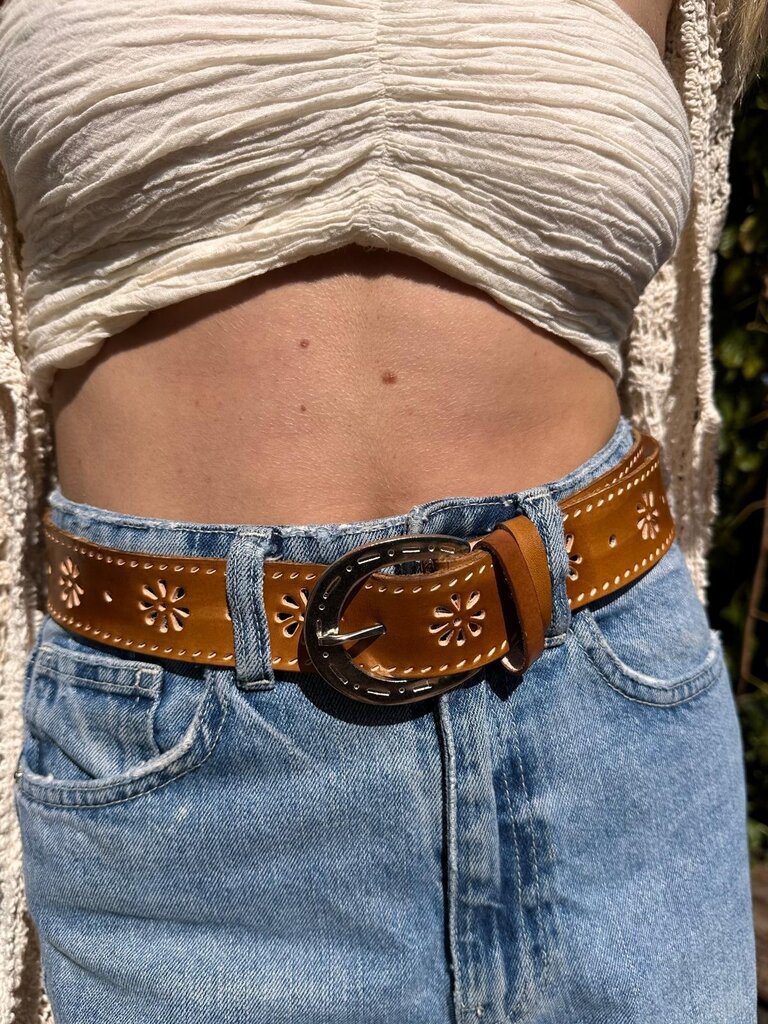 Naked Gypsy DAISY CUT OUT TAN BELT