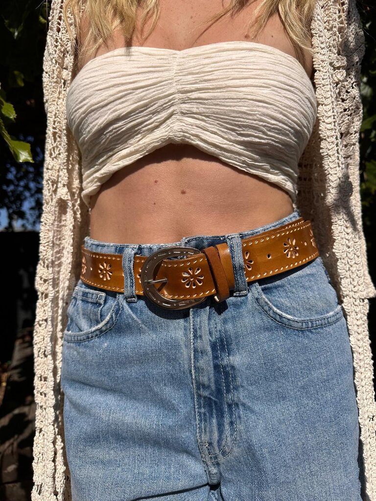 Naked Gypsy DAISY CUT OUT TAN BELT