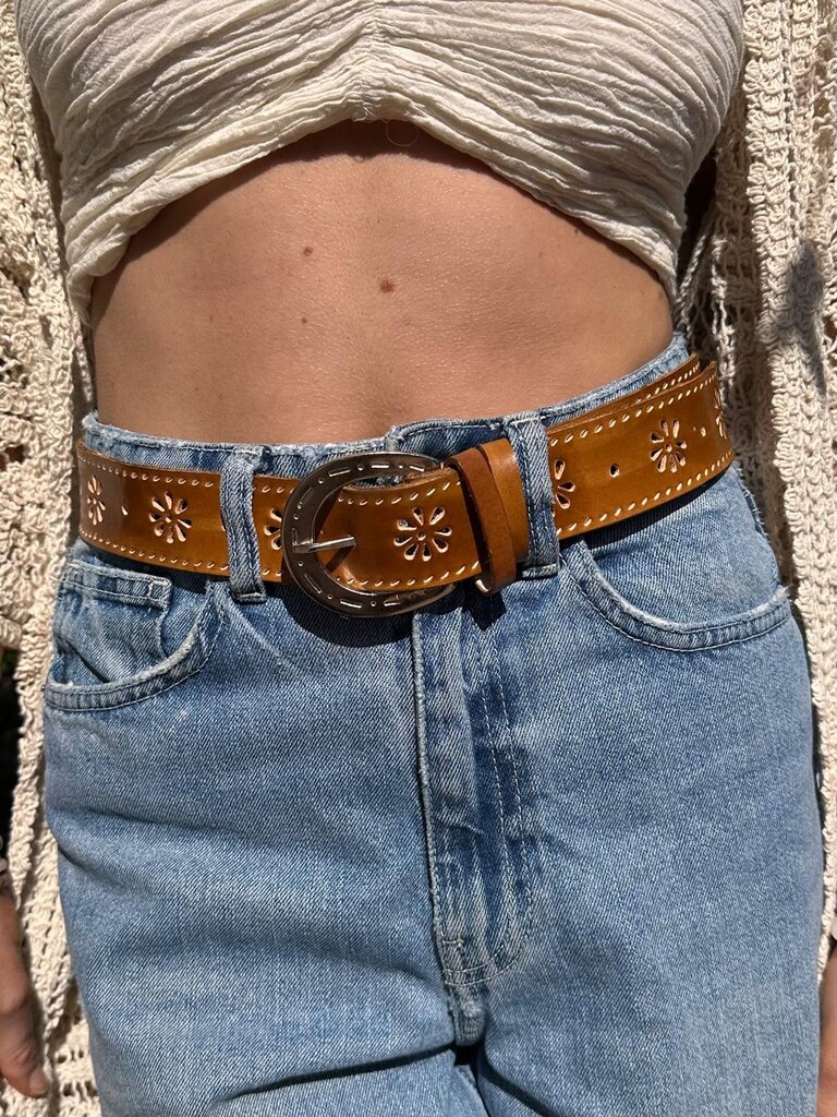 Naked Gypsy DAISY CUT OUT TAN BELT
