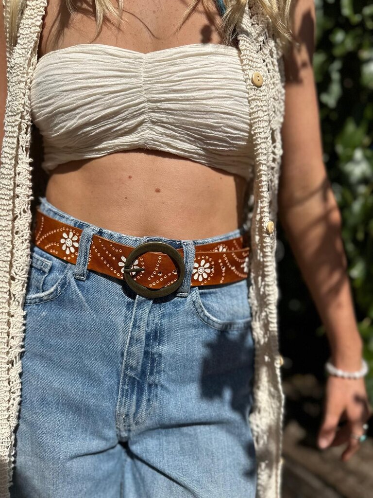 Naked Gypsy DAISY WHITE & TAN BELT