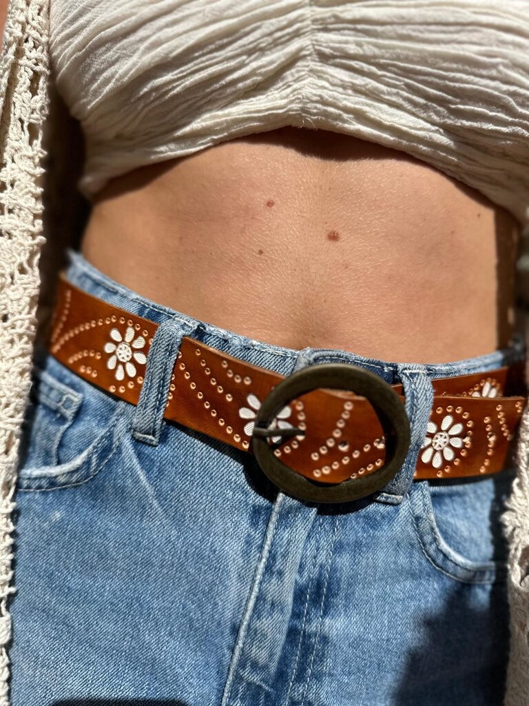 Naked Gypsy DAISY WHITE & TAN BELT