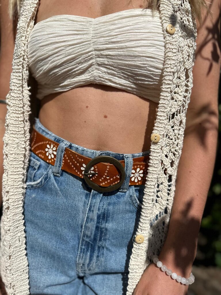 Naked Gypsy DAISY WHITE & TAN BELT