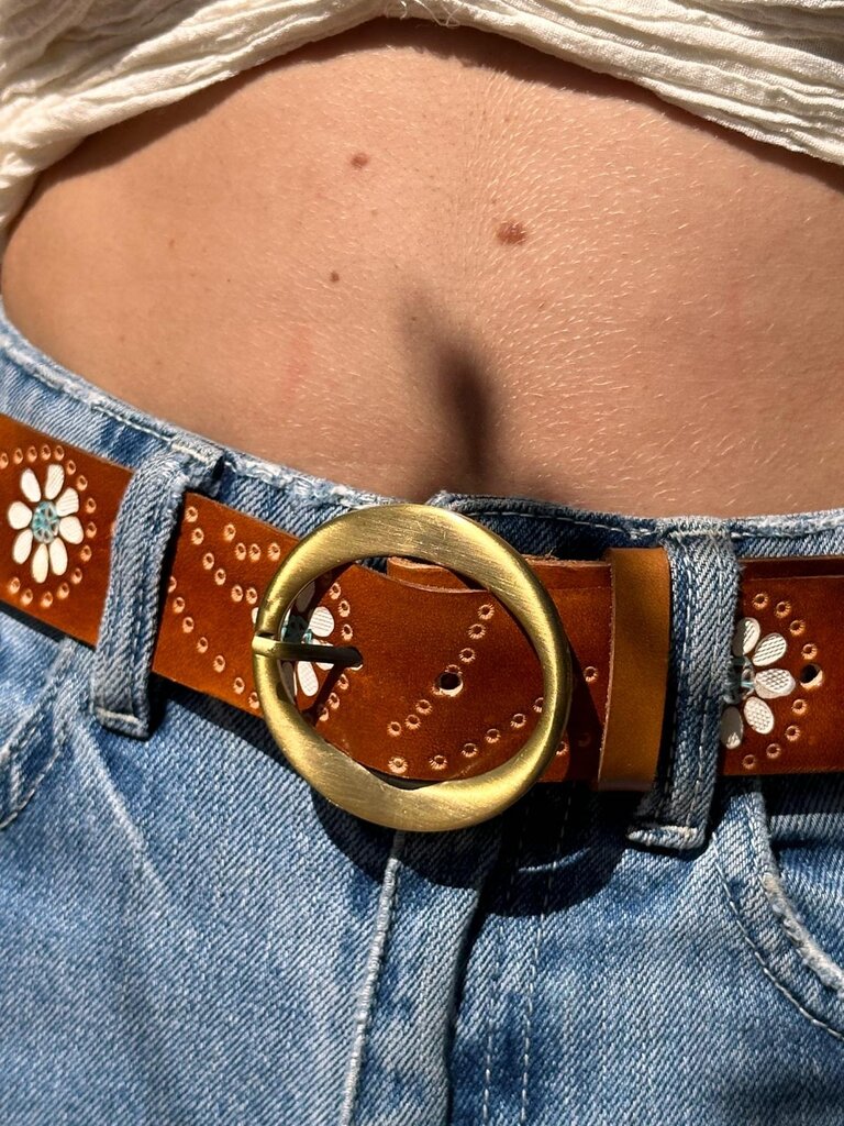 Naked Gypsy DAISY BLUE & TAN BELT