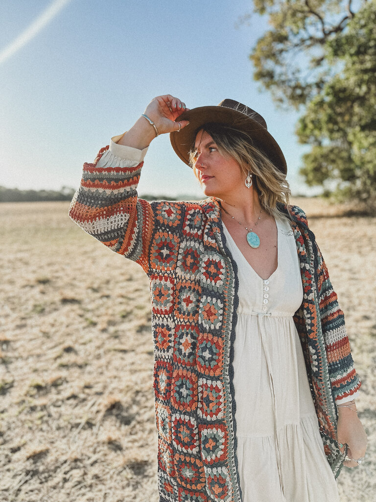 Naked Gypsy DESERT DREAMER SAGE CROCHET CARDIGAN