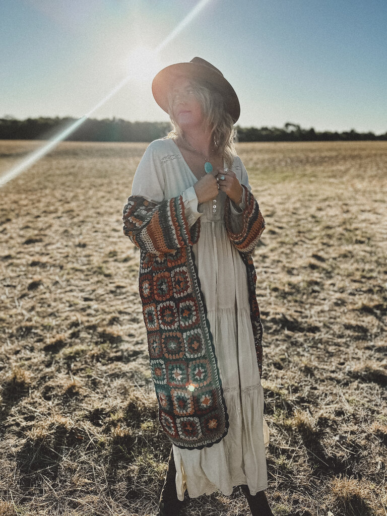 Naked Gypsy DESERT DREAMER SAGE CROCHET CARDIGAN