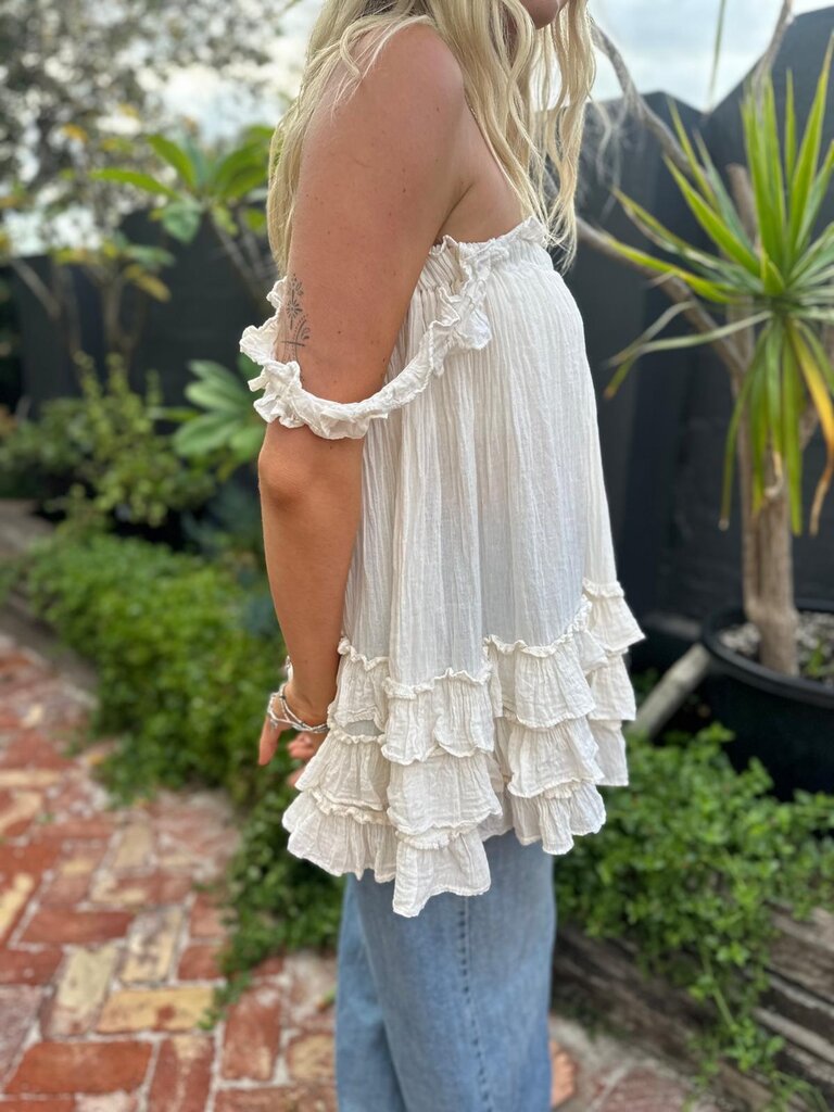 Moon Flower The Label LENI VINTAGE CREAM TOP