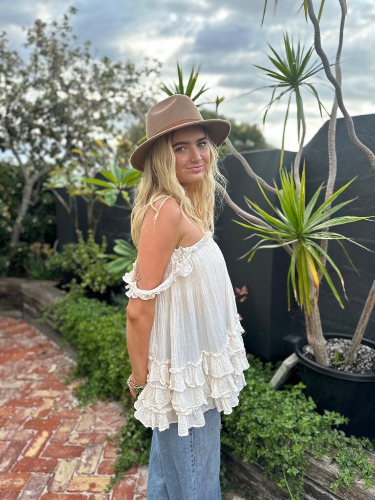 Moon Flower The Label LENI VINTAGE CREAM TOP