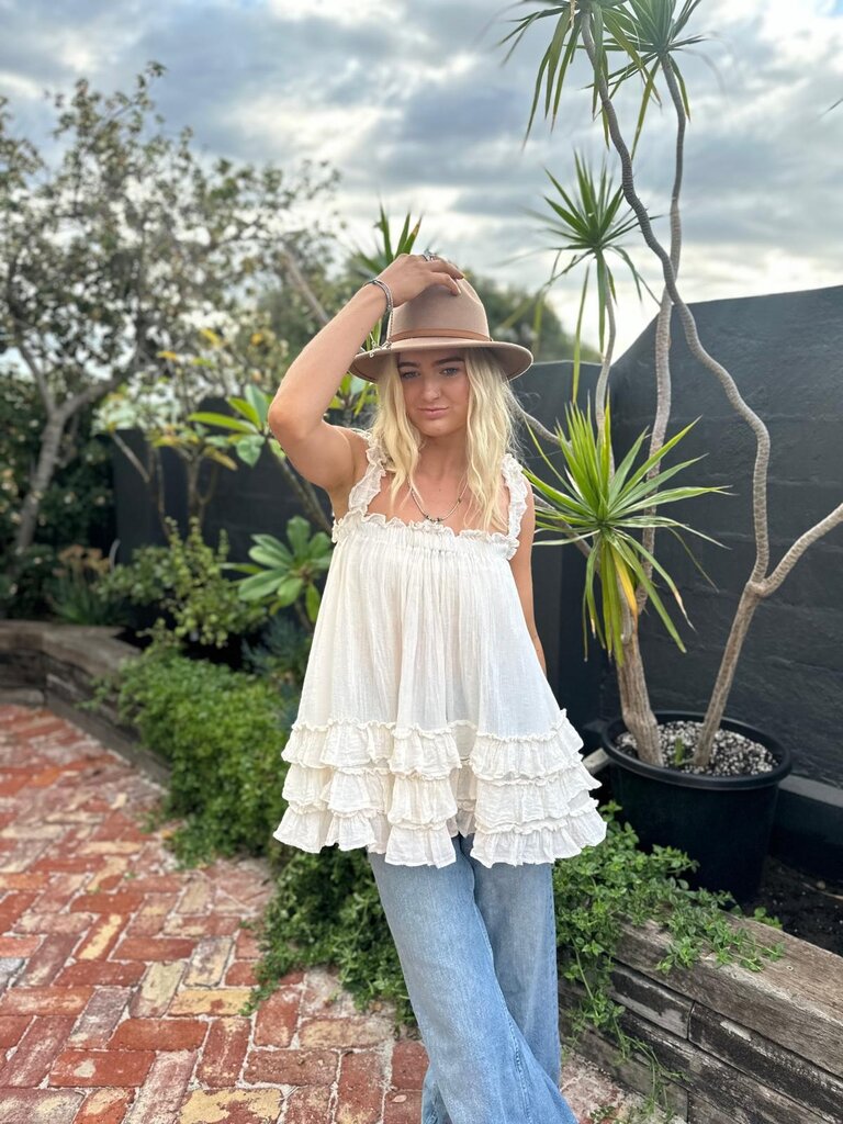 Moon Flower The Label LENI VINTAGE CREAM TOP