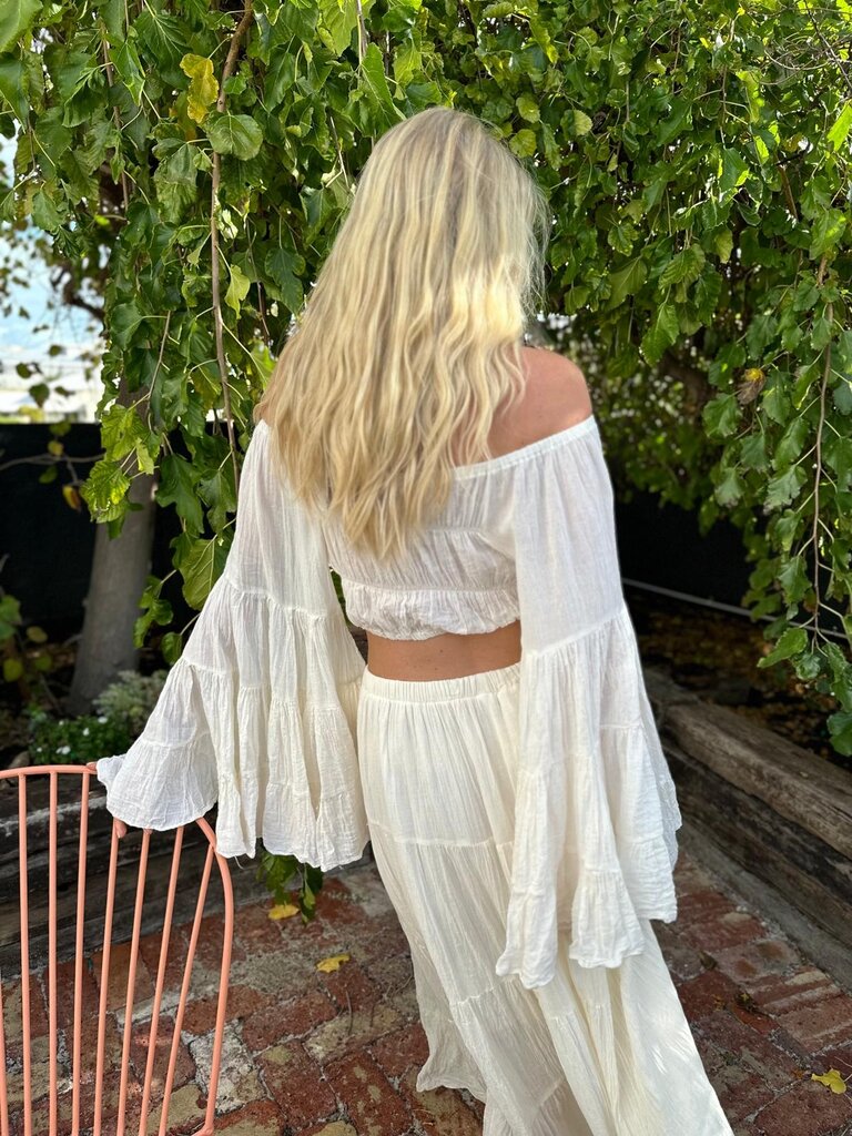 Moon Flower The Label GIA VINTAGE CREAM CROP TOP