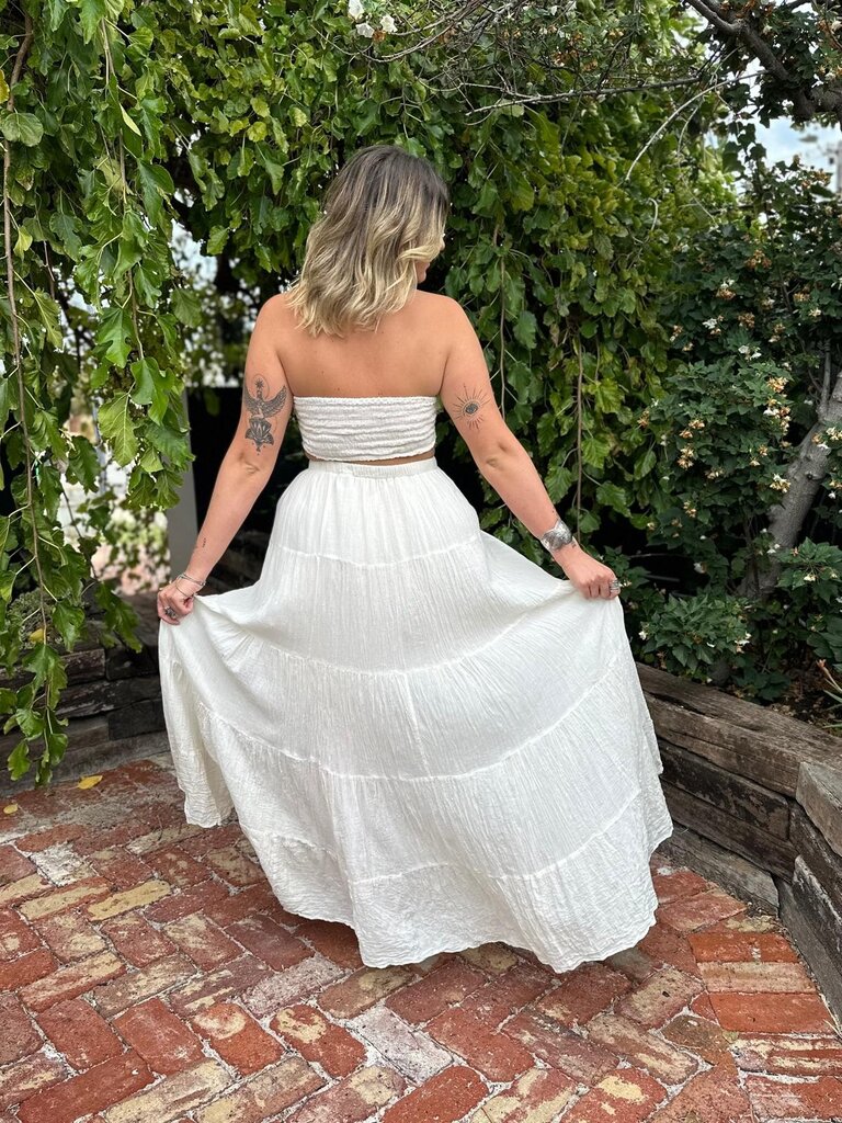Moon Flower The Label RANI VINTAGE CREAM MAXI SKIRT
