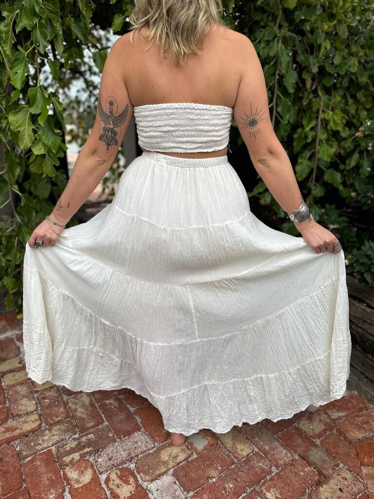 Moon Flower The Label RANI VINTAGE CREAM MAXI SKIRT