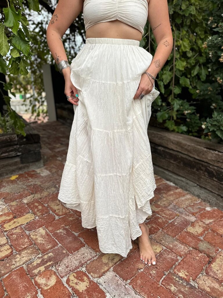 Moon Flower The Label RANI VINTAGE CREAM MAXI SKIRT