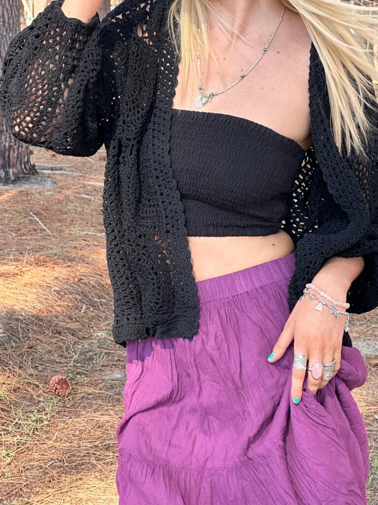 Moon Flower The Label NORA AUBERGINE MAXI SKIRT