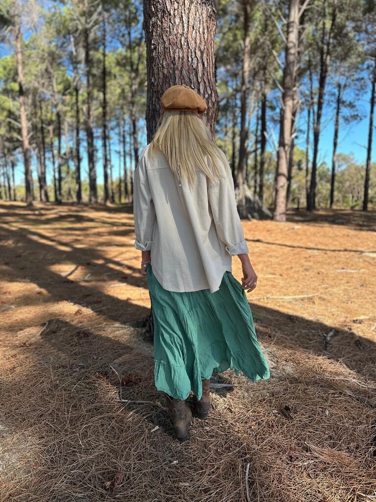 Moon Flower The Label NORA SAGE GREEN MAXI SKIRT