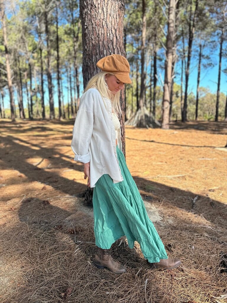 Moon Flower The Label NORA SAGE GREEN MAXI SKIRT