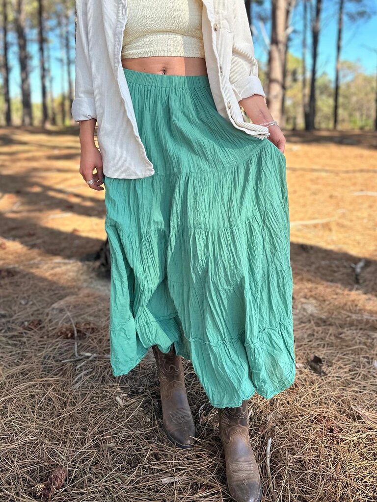 Moon Flower The Label NORA SAGE GREEN MAXI SKIRT