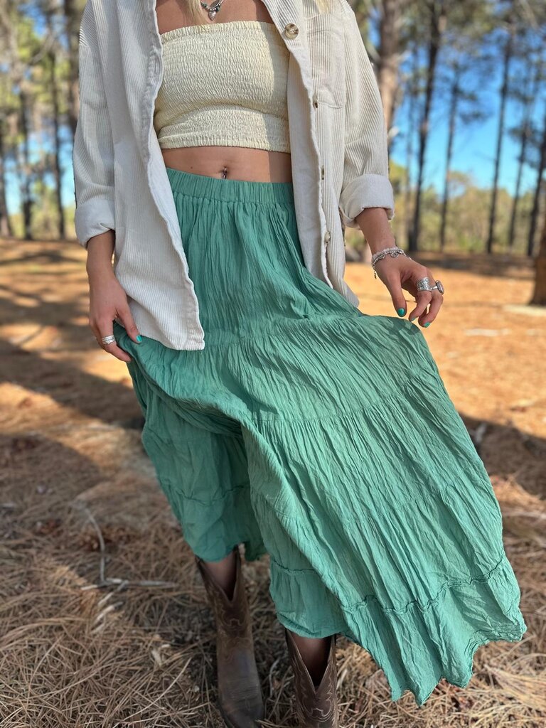 Moon Flower The Label NORA SAGE GREEN MAXI SKIRT