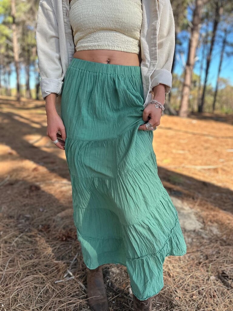 Moon Flower The Label NORA SAGE GREEN MAXI SKIRT