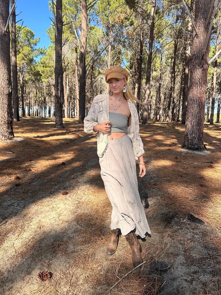 Moon Flower The Label NORA CHARCOAL MAXI SKIRT