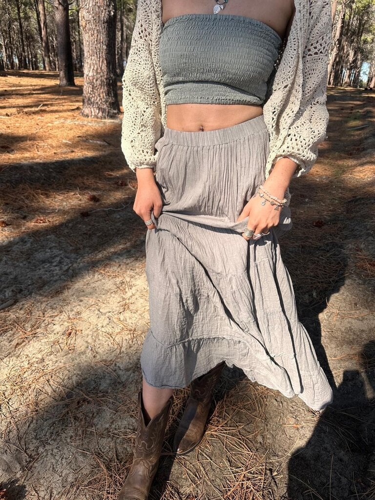 Moon Flower The Label NORA CHARCOAL MAXI SKIRT