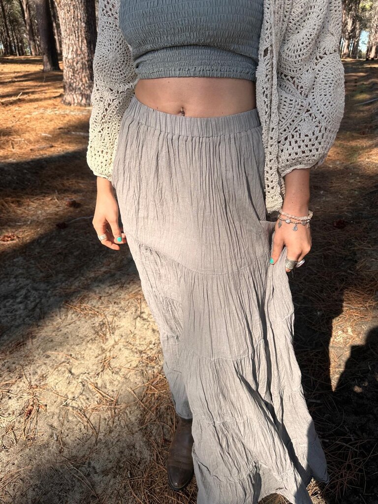 Moon Flower The Label NORA CHARCOAL MAXI SKIRT