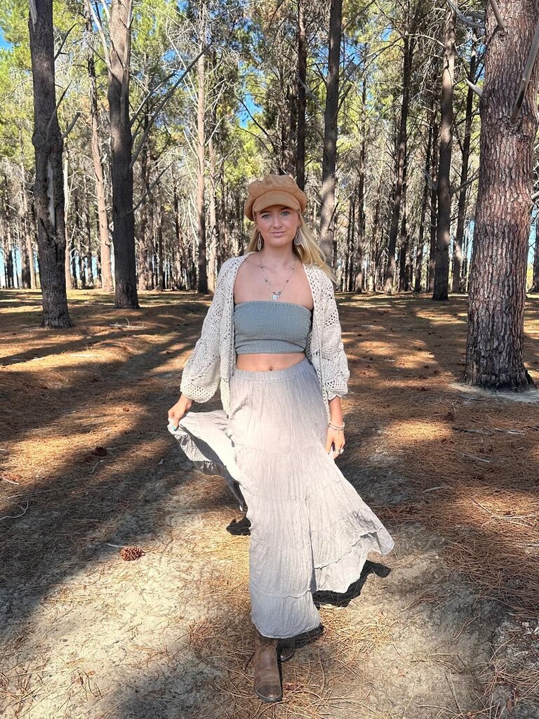 Moon Flower The Label NORA CHARCOAL MAXI SKIRT