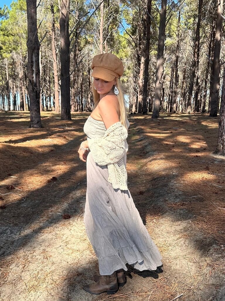 Moon Flower The Label NORA CHARCOAL MAXI SKIRT